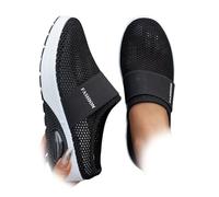 Orthopedic Entry-Level Shoes with Air Cushion,Women Comfy Orthopedic Walking Shoes,2025 Summer Slip on Closed Toe Shoes,Breathable Sneakers with Arch-Support (Black,7)