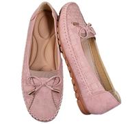 Orthopedic Leather Shoes, Lightweight Anti-Slip Breathable Sandals, Dressy Slip-On Bow-Knot Round Toe Loafers (Pink,8)