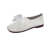 Orthopedic Loafers Shoes for Women Comfy Slip on Womens Moccasin Slippers,Complete Busy Commutes and Casual Dining in Genuine Leather Upper Autumn Loafers Designed with Thick Memory Foam White