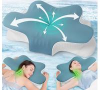 Orthopedic Memory Foam Pillow for Neck and Shoulder Pain - Ergonomic Cervical Reading Pillow with Armrest, Adjustable Height, Cooling Cover - Ideal for Side, Back & Stomach Sleepers - 100-Night Trial