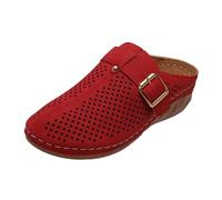 Orthopedic Mules Closed Toe Sandals for Women Hollow Wide Fit Ladies Clogs Comfortable Orthotic Sandals Summer Casual Slip on Backless Shoes Walking Wedges Red
