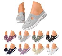 Orthopedic Mules for Women UK Summer Walking Slip On Shoes for Indoor Outdoor Closed Toe Arch Support Mule Sandals Lightweight Breathable Mesh Soft Beach Yoga Backless Trainers Slippers