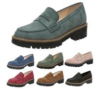 Orthopedic Platform Loafers for Women,Loafers Shoes for Women,Comfort Platform Suede Casual Comfortable Round Wide Toe Slip On Shoes Lug Sole Slip-On Work Casual Dress Walking Shoe Green