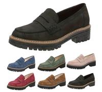 Orthopedic Platform Loafers for Women,Loafers Shoes for Women,Comfort Platform Suede Casual Comfortable Round Wide Toe Slip On Shoes Lug Sole Slip-On Work Casual Dress Walking Shoe Black