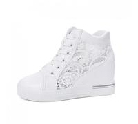 Orthopedic Platform Wedge Sneakers for Women Breathable Lace Up Slip On Summer Dressy Platform Hidden Heels Shoes Lace Chunky Bottom High Heels Wedges Walking Outdoor Travel Sports Shoes White