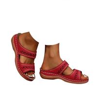 Orthopedic Sandal for Women,Sliders with Arch Support Wide Fit Leather Wedge Sandals Walking Shoes Ladies Slip On Open Toe Slides Fashion Fish Mouth Slippers Summer Comfy Mules