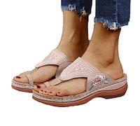 Orthopedic Sandals for Women Arch Support,Summer Vintage Foot Correction Beach Flip Flops,Casual Lightweight Ring Toe Bunion Slippers,for Plantar Fasciitis/Hallux Valgus ( Color : Pink , Size : 8 UK )