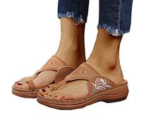 Orthopedic Sandals for Women Arch Support,Summer Vintage Foot Correction Beach Flip Flops,Casual Lightweight Ring Toe Bunion Slippers,for Plantar Fasciitis/Hallux Valgus ( Color : Gold , Size : 8 UK )