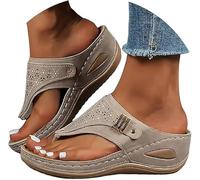 Orthopedic Sandals for Women Clip Toe Arch Support Flip Flops Summer Slip On Beach slippers (Grey, 5 UK)