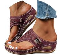 Orthopedic Sandals for Women Clip Toe Arch Support Flip Flops Summer Slip On Beach slippers (Pink, 7 UK)