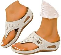 Orthopedic Sandals for Women Clip Toe Arch Support Flip Flops Summer Slip On Beach slippers (White, 4 UK)