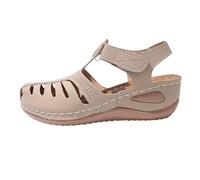 Orthopedic Sandals For Women, Gladiator-Inspired Caged Straps Adjustable Buckle Wedges With Arch Support Fisherman Square Toe Flat Breathable Leather Sandals Summer Vacation