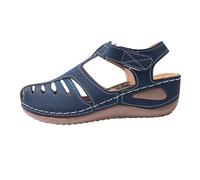 Orthopedic Sandals For Women, Gladiator-Inspired Caged Straps Adjustable Buckle Wedges With Arch Support Fisherman Square Toe Flat Breathable Leather Sandals Summer Vacation