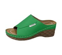 Orthopedic Sandals for Women Open Toe Slip On Platform Wide Fit Sandals Thick Comfort Sole Wedge Heels Lightweight Wedges Shoes for Casual Summer Wear and Lounging by the Pool Green