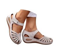 Orthopedic Sandals for Women UK 2026,Arch Support Closed Toe Wedge Sandal Hollow Out Ankle Strap Comfortable Vintage Summer Slippers Casual Outdoor Dressy Gladiator Flip Flops Beach Shoes Grey