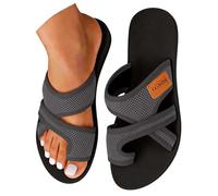 Orthopedic Sandals for Women UK, Comfortable Wide Fit Toe Loop Platform Walking Sandals Summer Casual Beach Holiday flip flops Breathable Mesh Crossover Slides Fashion Silent Shoes Non-Slip Daily