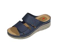Orthopedic Sandals for Women Wide Fit Mules with Arch Support Comfortable Walking Sandals Summer Beach Peep Toe Thick Platform Slippers for Plantar Fasciitis Non Slip Cushion Wedge Slides Blue