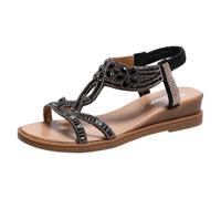 Orthopedic Sandals for Women's Summer Roman Open Toe Thick Bottom Sandals Casual Comfortable Slope Heel Sandals Wedge Sandals for Women Size 6 (Black, 5)