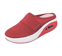 Orthopedic Sandals Orthopedic Shoes for Women Air Cushion Slippers Women's Slip-On Walking Sneakers Diabetic Walking Shoe with Arch-Support for Ladies (Red, 7.5)