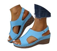 Orthopedic Sandals Women 2026 Wide Fit Wedge Sandal Strap Arch Support Mules Soft Cushion Walking Beach Shoes Indoor Outdoor, Sky Blue, 6.5