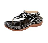 Orthopedic Sandals Women Europe And The US Large Size Slope With Women's Shoes Summer New Foreign Trade Clip Toes Outside Wear Casual (Navy, 40)