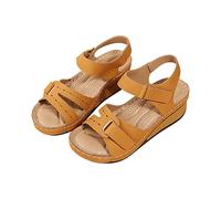 Orthopedic Sandals Women Plantar Fasciitis, Casual Summer Soft & Comfortable Wide Fit Orthotic Open Toe Ladies Wedge Sandals Outdoor Anti-Slip Platform Beach Shoes Brown