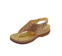 Orthopedic Sandals Women, Wedge Sandals for Women UK Summer Ladies Leather Sandal, Orthotic Arch Support Flip Flops Womens Slippers, Wide Fit Open Toe Buckle Ankle Strap Platform Wedge Sandals
