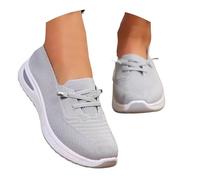 Orthopedic Shoes for Women,Ladies Slip on Trainers,Women Lightweight Slip-On Knitted Sneakers Comfortable Fashion Flat Walking Shoes Breathable Slip On Arch Support Non-Slip Sneakers A Grey