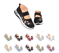 Orthopedic Shoes for Women Slip-On with Enhanced Arch Support Non Slip Low Top Shoe for Ladies UK Summer Women's Woven Breathable Soft Nurse Shoes (Black, 5.5)