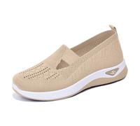 Orthopedic Shoes for Women Summer Tennis Lightweight Gym Sneakers ActiveFlow Workout Breathable Hands-Free Trainer Comfortable Fashion Sneakers Size UK 5 Beige
