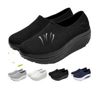 Orthopedic Shoes for Women Wide Fit, Rocker Bottom Shoes Slip-On Mesh Up Stretch Platform Orthopedic Sneakers Comfortable Walking Loafers (Black,5)