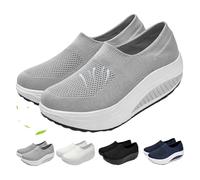 Orthopedic Shoes for Women Wide Fit, Rocker Bottom Shoes Slip-On Mesh Up Stretch Platform Orthopedic Sneakers Comfortable Walking Loafers (Grey,4)