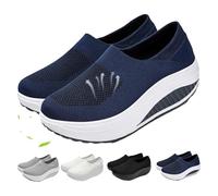 Orthopedic Shoes for Women Wide Fit, Rocker Bottom Shoes Slip-On Mesh Up Stretch Platform Orthopedic Sneakers Comfortable Walking Loafers (Blue,5)