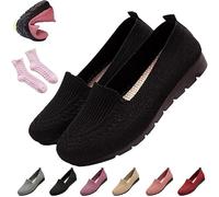 Orthopedic Shoes for Women Wide Fit Slip On Walking Loafers Breathable Knit Mesh Non-Slip Soft Sole Shoe Lightweight Arch Support Comfort Flats for Work Travel Ladies Casual Shoes