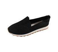 Orthopedic Shoes for Women Wide Width Breathable Comfortable Slip On Walking Sneakers Non Slip Lightweight Flat Shoes Arch Support Knitting Loafers Black