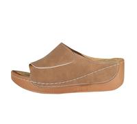 Orthopedic Shoes for Women, Women's Platform Wedge Sandals with Arch Support Slip-On Open Toe Orthopedic Slides Hiking Walking Summer Shoes Khaki 7.5
