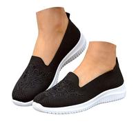 Orthopedic Shoes for Women,Womens Wide Width Breathable Sneaker Comfortable Non Slip on Sneakers Lightweight Arch Support Soft Foam Cushion Women's Woven Diabetic Walking Nurse Shoes Black a