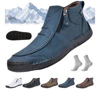 Orthopedic Shoes Men, Novaro Ergonomic Orthopedic Shoes, Handmade, Slip-On, Side Zipper Design, Let Walking Smoother, More Comfortable, for Driving Hiking(Blau,44)
