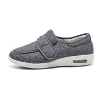 Orthopedic Shoes Winter Warm Elderly Width Walking Slippers,Women Men Adjustable Anti-Slip Arch Support Slip-On Sneaker Foot Memory Foam(A8427) Grey