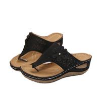 Orthopedic Sliders Sandals for Women Bunions Flip Flop with Arch Support Comfy Orthotic Slides Post Thong Slippers Wide Fit Summer Flat Sandal Low Wedge Beach Shoes Anti-Slip Breathable Sliders