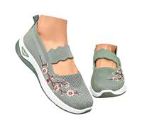 Orthopedic Sneaker Shoes for Women Wide Width Slip on Floral Accents Loafer | Lightweight Comfortable Non Slip Plantar Fasciitis Shoes with Arch Support Casual Slip on Mesh Knit Going out Walking Shoes