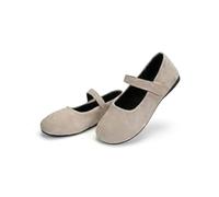 Orthopedic Suede Ballet Mary Jane Flats for Women, Comfortable Wide Toe Box Leopard Print Fall Slip on Maryjane Shoe (White,4)