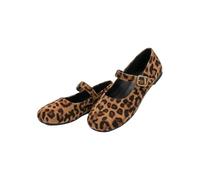 Orthopedic Suede Ballet Mary Jane Flats for Women, Comfortable Wide Toe Box Leopard Print Fall Slip on Maryjane Shoe (Leopard Print,4)