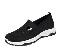 Orthopedic Trainers for Women Slip on Trainers Women Wide Fit Memory Foam Running Shoes Lightweight Non Slip Wedge Trainer Breathable Low Top Mesh Orthopedic Nurses Shoes Black 6