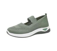 Orthopedic Trainers for Women UK Lightweight Non Slip Sneaker Ladies Achilles Tendonitis Support Walking Shoes Soft Sole Breathable Shoes Slip On Trainers Mesh Up Athletic Sneaker(Green, 7)