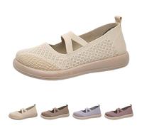 Orthopedic Trainers for Women UK, Soft Sole Breathable Slip On Trainers, Lightweight Non Slip Wide Fit Sneakers, Ladies Achilles Tendonitis Support Walking Shoes Size 4.5 Beige