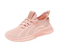 Orthopedic Trainers for Women UK, Wide Fit Wedge Trainers Breathable Mesh Workout Shoes Casual Low Top Walking Sneakers Lightweight Non Slip Running Shoes Soft Sole Solid Color Tennis Sneaker Pink
