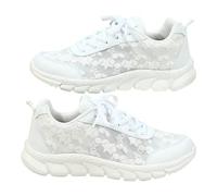 Orthopedic Trainers for Women Wide Fit Wedge Walking Sneakers Casual Fashion Non Slip Sport Shoes Lightweight Low Top Slip On Orthopedic Trainers Breathable Mesh Arch Support Footwear White