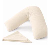 Orthopedic V-Shaped Pillow with Pillowcase Extra Filled Hollow Fiber Extra Cushioning Support For Head, Neck, Back and shoulder Cream, V-pillow Case
