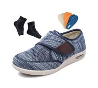 Orthopedic Walking Diabetic Shoes, Casual Mens Elderly Easy Close Adjustable Wide Fit Diabetic Shoes, Non-Slip Closure Wide Fit Edema Swollen Breathable, for Swollen Feet Diabetes Edema(Blue,10.5 UK)